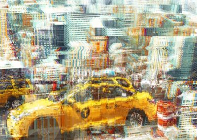 Double exposure en glitch effect met twee NYC foto’s